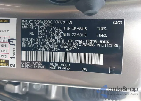 2021 Lexus Nx 300 F Sport from USA, damaged, VIN JTJSARBZ1M2193319